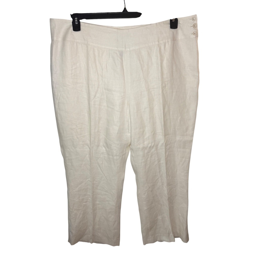 Lauren Ralph Lauren Women's Linen Blend Cropped Pants Cream Size‎ 20W
